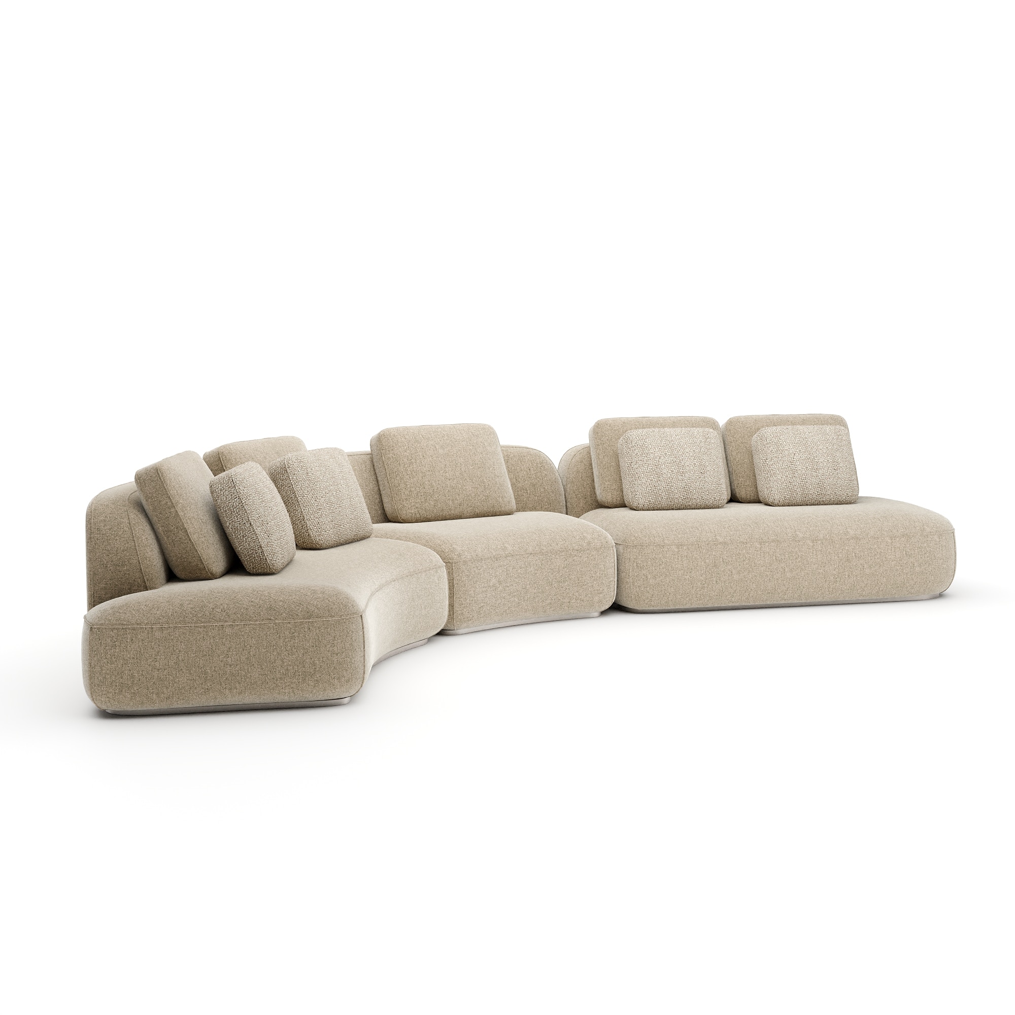  Sasso 3pc Curved Sofa - Oatmeal 