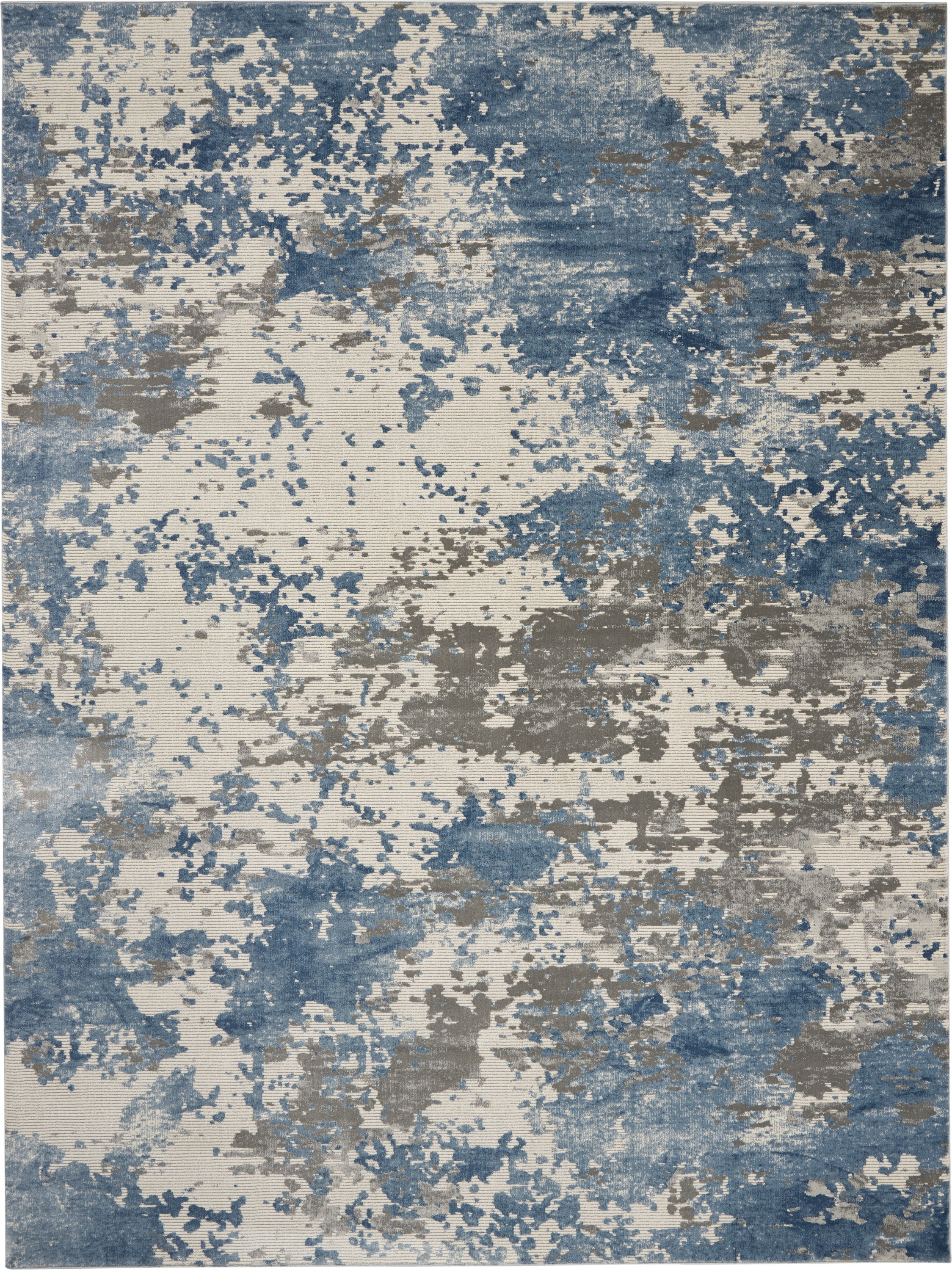 Nourison Home Area Rugs Rustic Textures RUS08 Blue and Grey 8\'x11\' Large  Rug 099446496362 - Leather