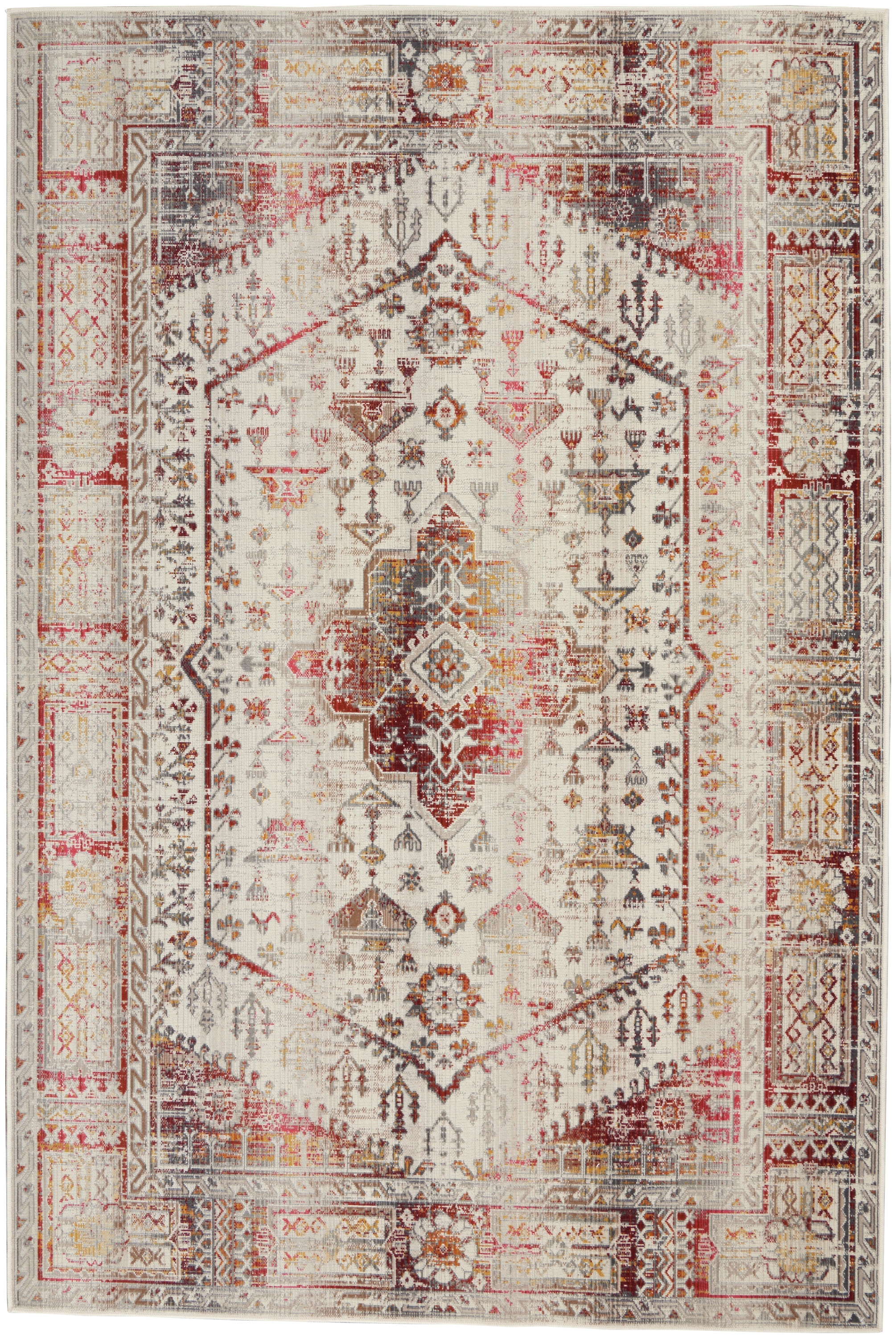 Nourison Floor Coverings Vintage Kashan VKA08 Ivory Red Area Rug | Toms