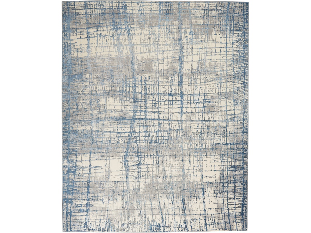 Calvin Klein Floor Coverings Rush CK950 Ivory Blue Area Rug - Leather