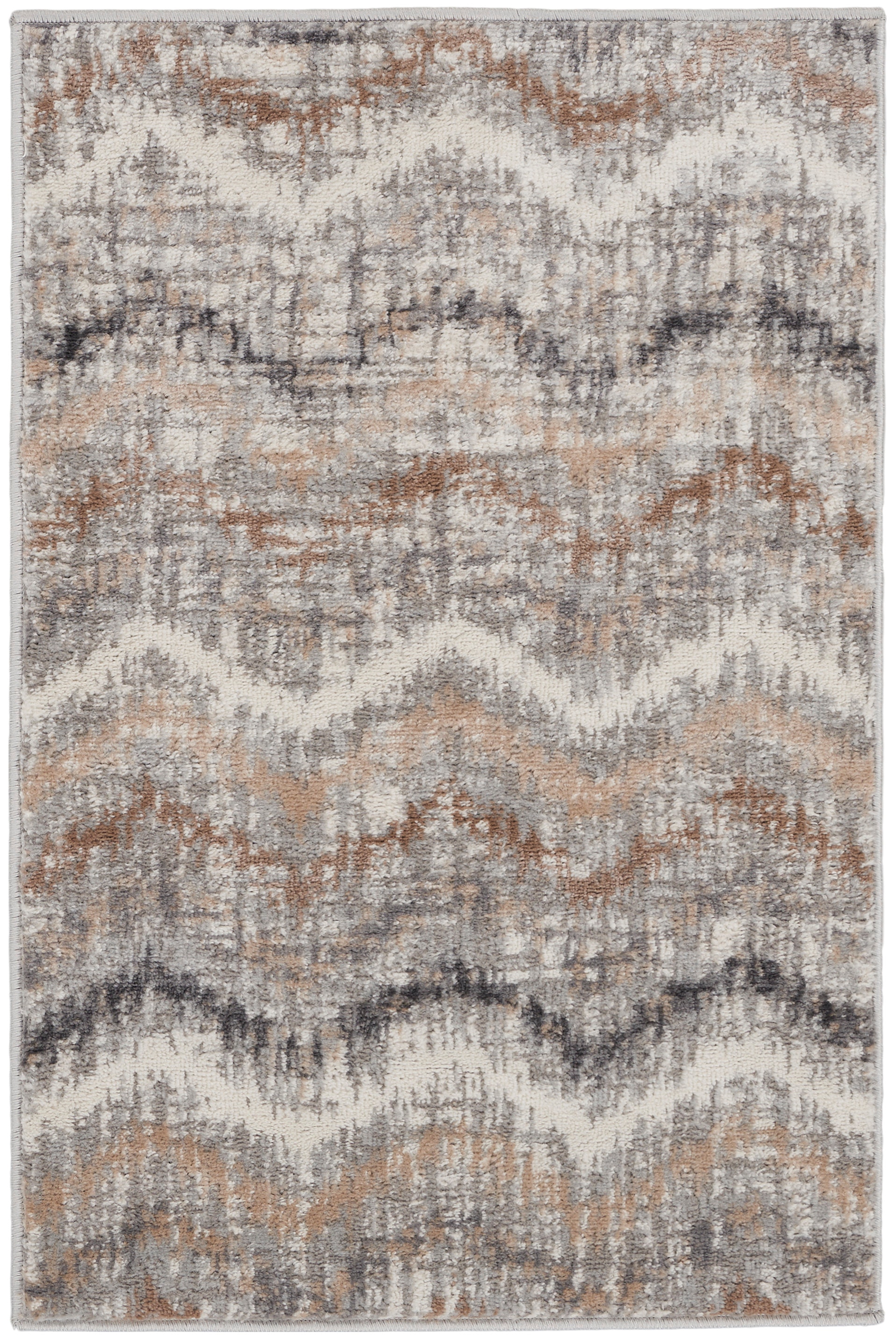 Nourison Elation Abstract Modern Grey Ivory 2' x 3'Area Rug, 2' x 3'