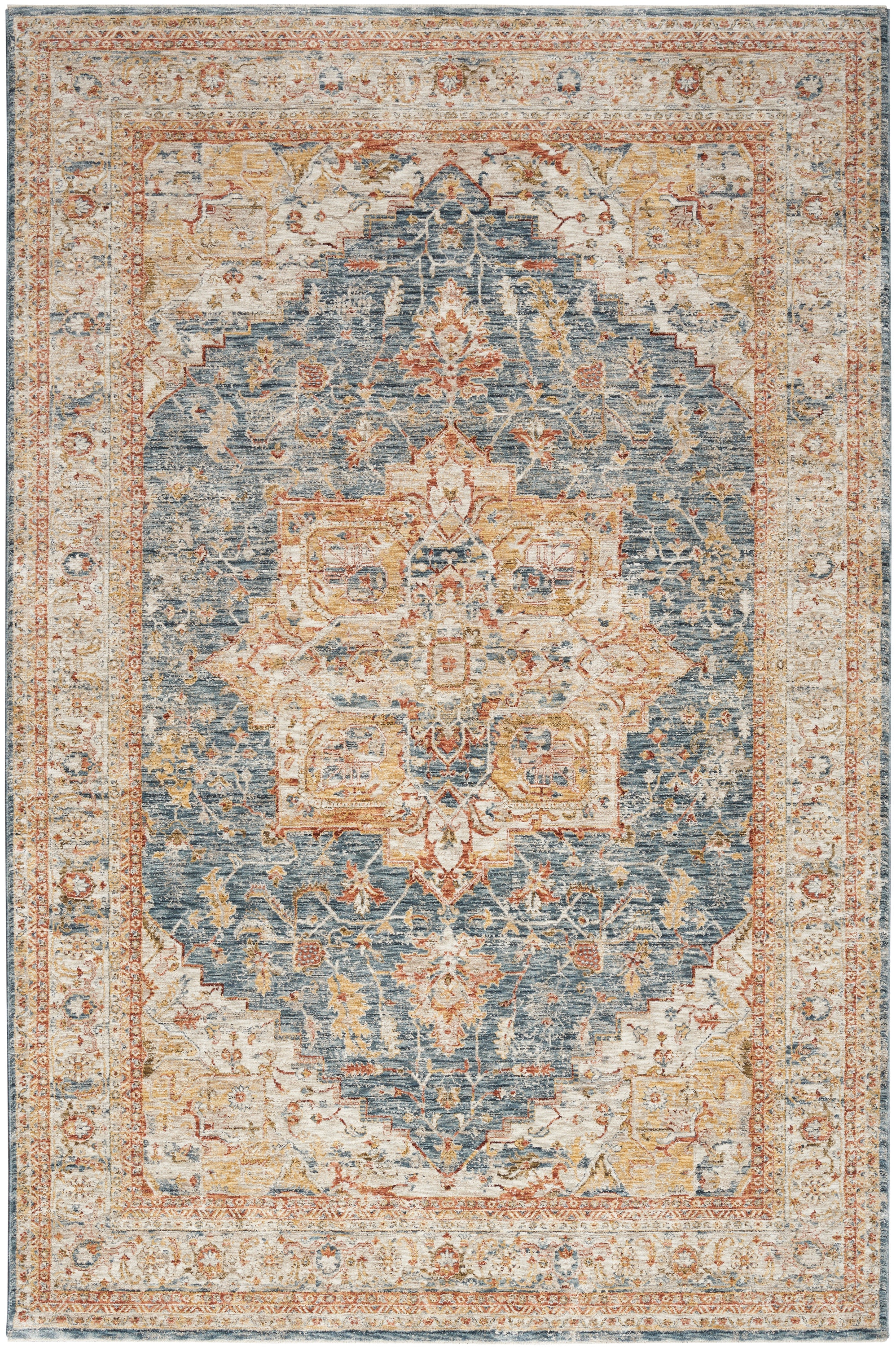 Nourison Home Area Rugs Sahar 9' x 13' Ivory Blue Area Rug 