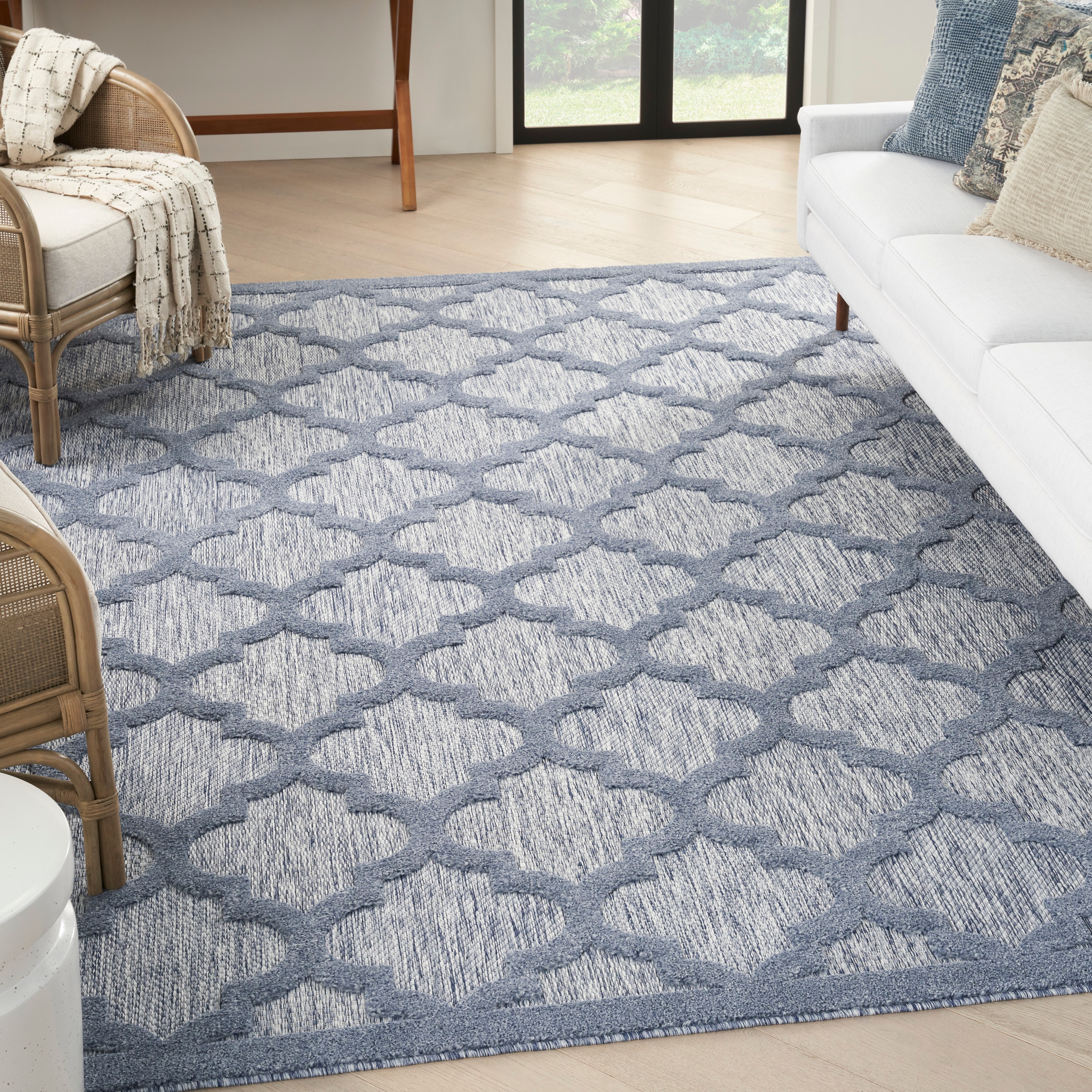 Nourison Floor Coverings Easy Care 7' x 10' Denim Blue Area Rug 099446041951 Bacons Furniture