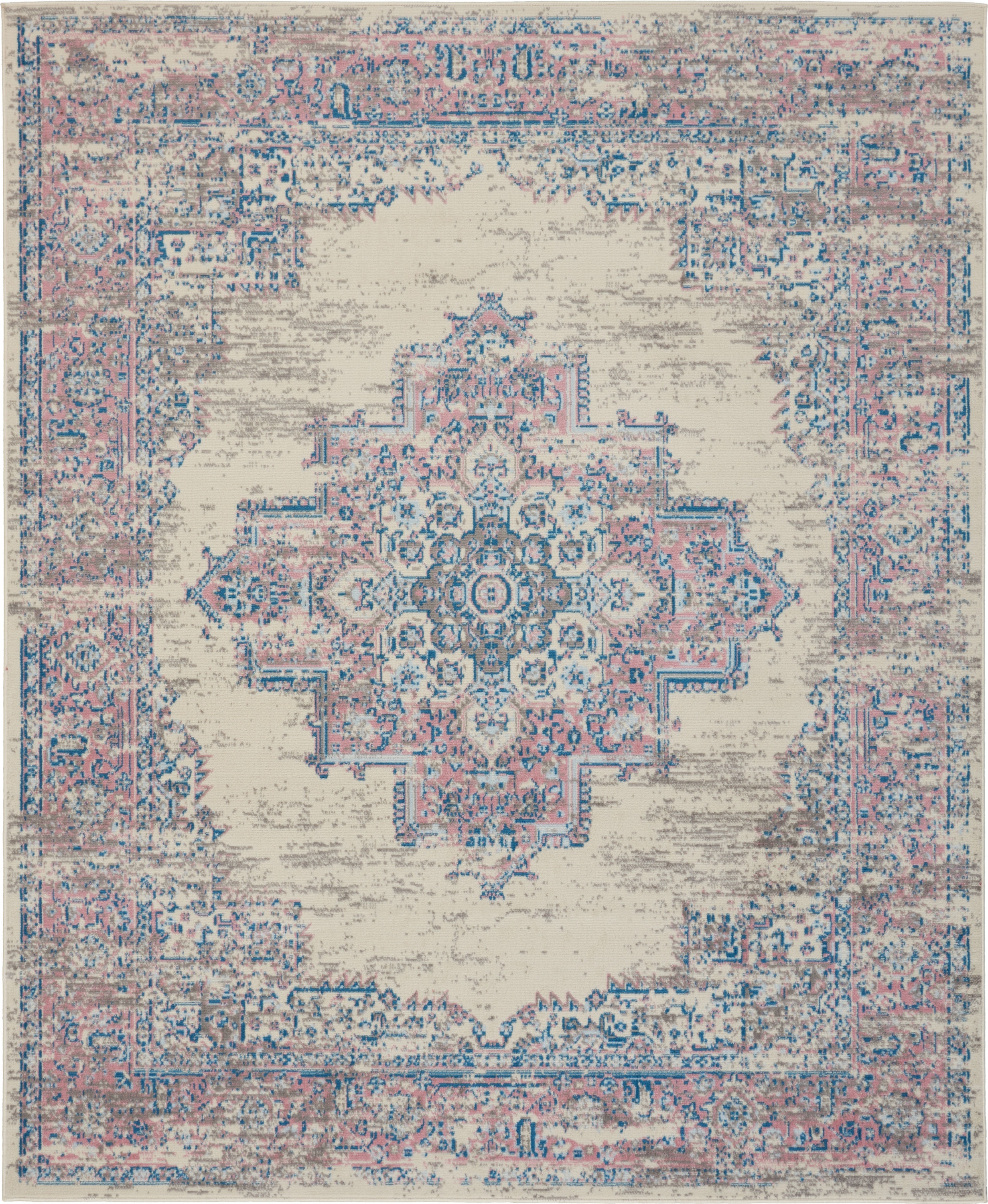 Nourison Home Grafix GRF14 Ivory Pink Area Rug GRF14 Ivory Pink