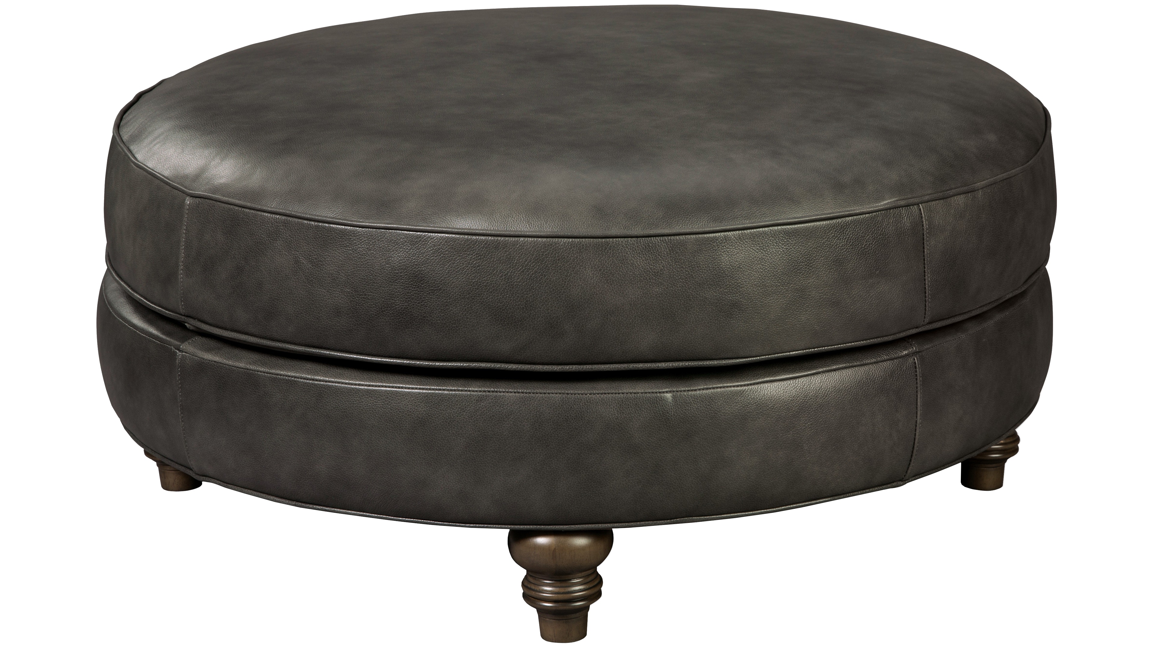 Round leather deals cocktail ottoman