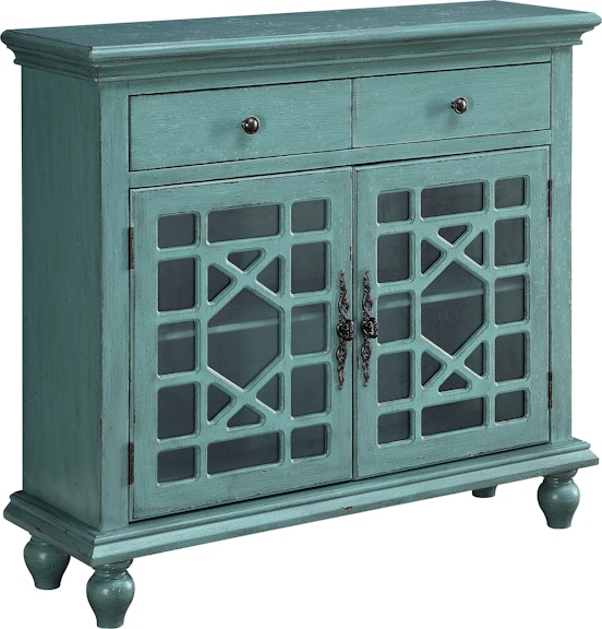 Coast2Coast Home Gala 2 Drawer 2 Glass Door Cupboard with Chippendale Fretwork 13709