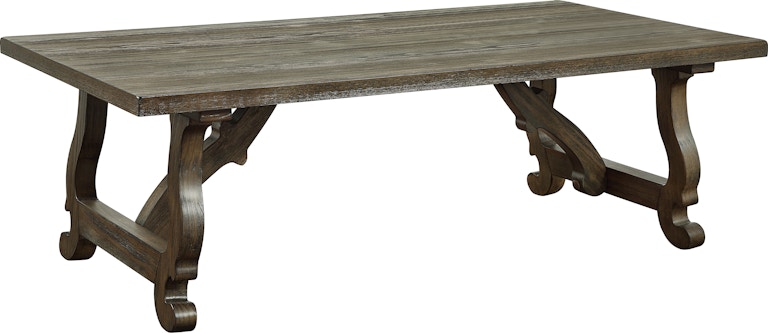 Coast2Coast Home Orchard Park Bryce Plank Style Top Cocktail Coffee Table with Curved Legs 30426