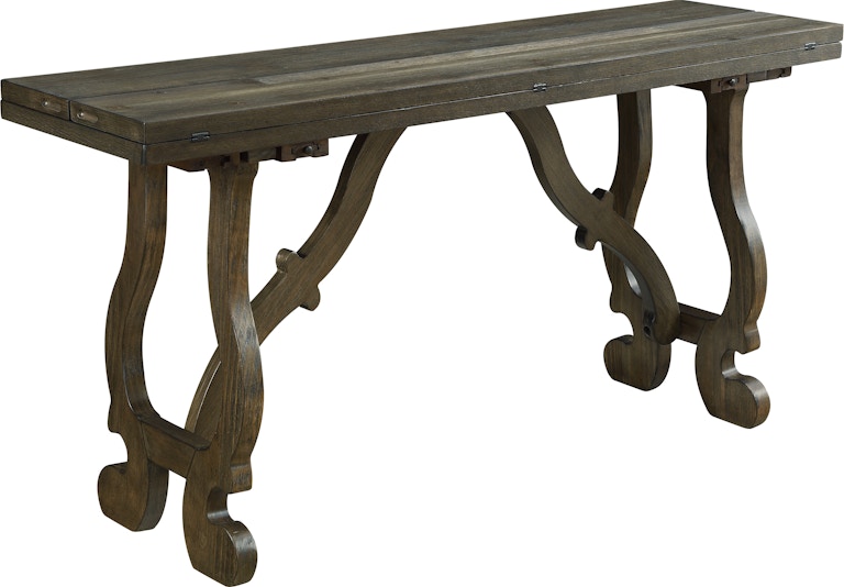 Coast2Coast Home Orchard Park Bryce Fold Out Plank Style Top Console Table with Curved Legs 30431