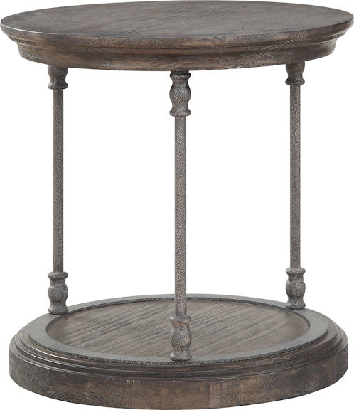 Coast2Coast Home Corbin Edward Round Crown Moulded Top Accent Side End Table with Steel Legs 30462