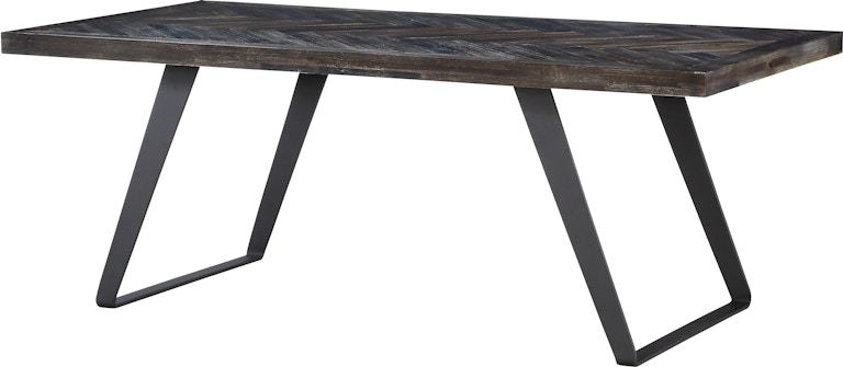 Coast2Coast Home Aspen Court Estes Dining Table with Chevron Plank Detailing and Angled Metal Legs 36616