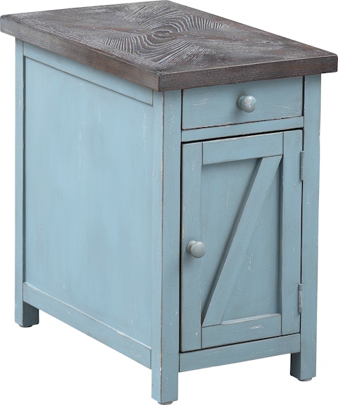 Coast2Coast Home Bar Harbor Wharf One Drawer One Door Chairside Cabinet Book Match Top Design 40307
