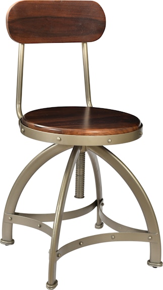 Coast2Coast Home Tacoma Turner Solid Wood Adjustable Barstool with Open Back and Antique Silver Iron Base 44601