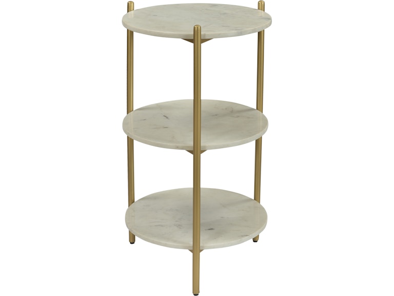 Coast2Coast Home Rocco White Marble 3-Tiered Round Accent Side End Table with Powder Coated Gold Iron Frame 44611 CTC44611