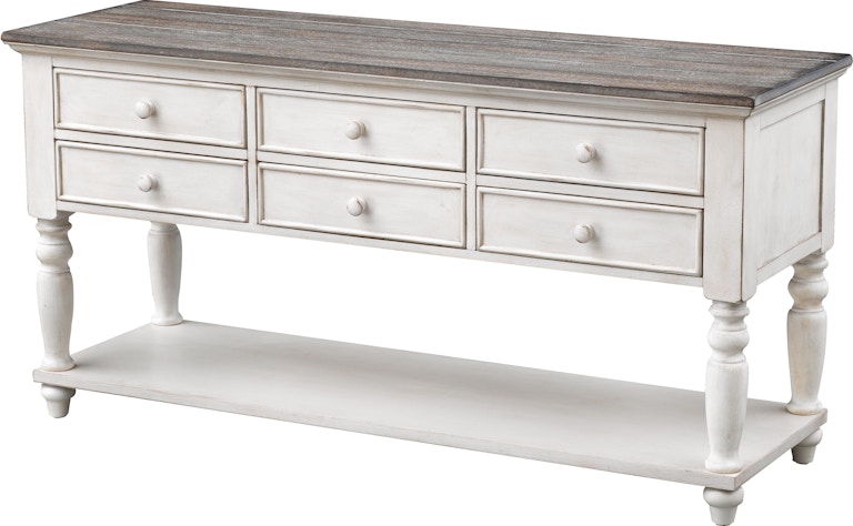Coast2Coast Home Bar Harbor II Hudson Six Drawer Console Table with Plank Style Top and Lower Shelf 48108