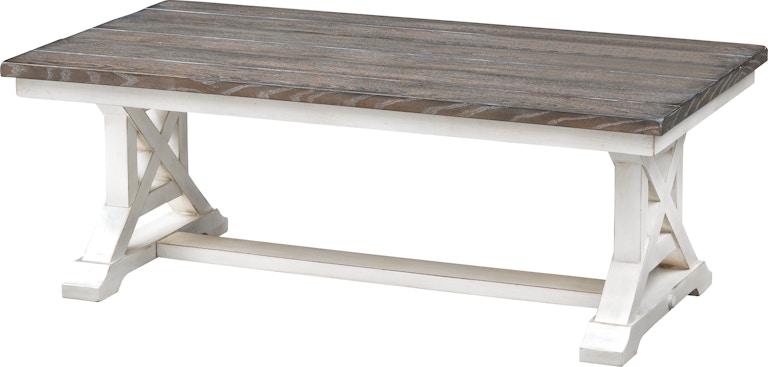 Coast2Coast Home Bar Harbor II Landings Cocktail Coffee Table with Plank Style Top and Trestle Base 48109