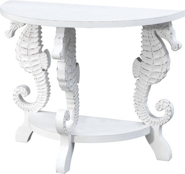 Coast2Coast Home Wonders of the Sea Mira Demilune Console Table with Carved Seahorse Legs 48137