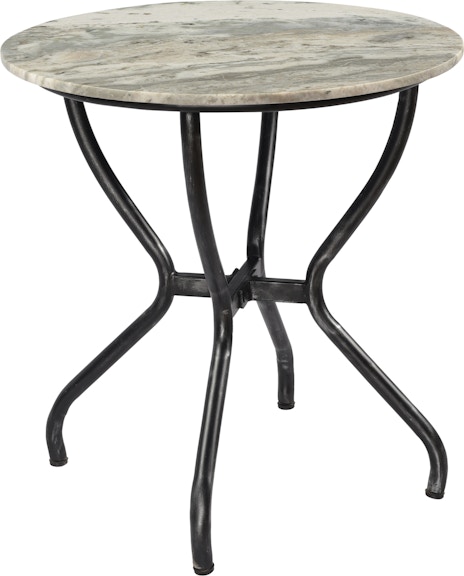 Coast2Coast Home Olsen White and Grey Marble Topped Accent Side End Table with Black and Antique Silver Curved Legs 49508