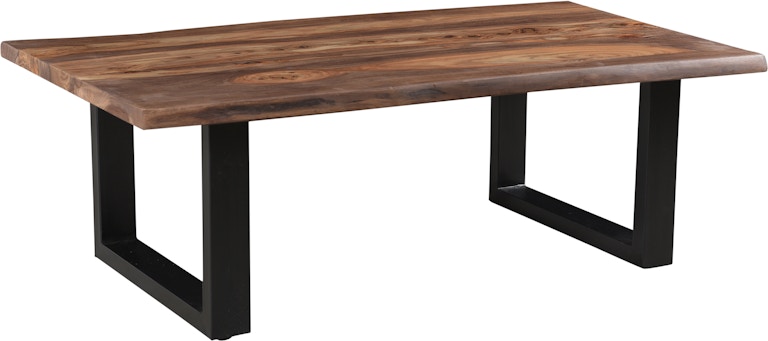 Coast2Coast Home Brownstone II Henderson Solid Wood Live Edge Top Cocktail Coffee Table with Black Powder Coated Legs 49526