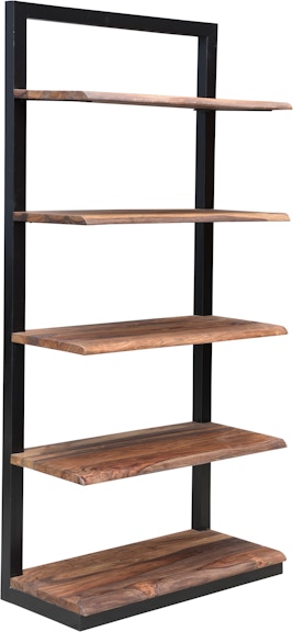 Coast2Coast Home Rena Solid Wood Live Edge Shelf Bookcase with Black Powder Coated Frame 49529 49529