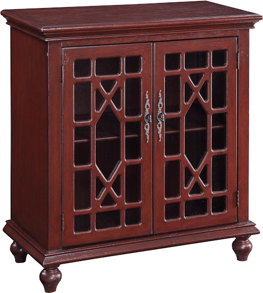 Coast2Coast Home Hand Painted Textured Accent Credenza Storage Cabinet with 2 Glass Paneled Doors with Chippendale Fretwork 50713 50713