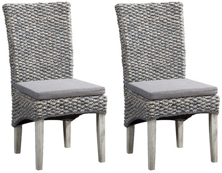 Coast2Coast Home Hopewell Gray Seagrass Accent Dining Side Chair with Upholstered Cushion - Set of 2 51560 51560