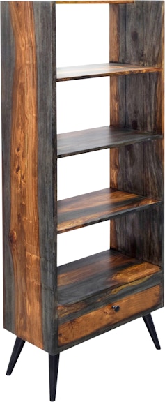 Coast2Coast Home Waylen Solid Sheesham Wood Bookcase Etagere with Four Shelves and One Drawer with Tapered Wooden Legs 53422 53422