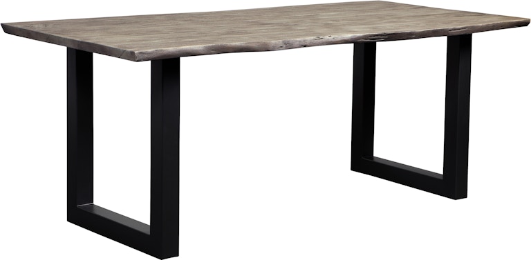 Coast2Coast Home Yukon Stone Solid Acacia Wood Live Edge Dining Table with U-Shaped Metal Base - Grey/Black 53434
