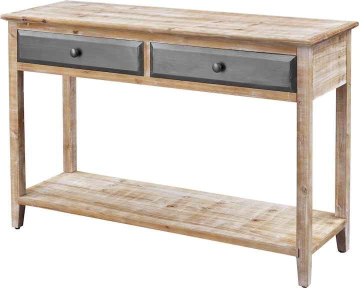 Coast2Coast Home Bali (55613) - Coastal Chic Two Drawer Console Sofa Table with Shelf in a Light Natural Finish and Painted Dark Graphite Drawer Fronts 55613