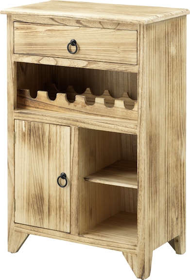 Coast2Coast Home (55619) - French Country Style One Drawer One Door Wine Storage Cabinet with a Wine Storage Rack And Shelves 55619
