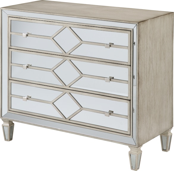 Coast2Coast Home Grace 3 Drawer Mirrored Facing Storage Cabinet Chest with Metal Base 55630