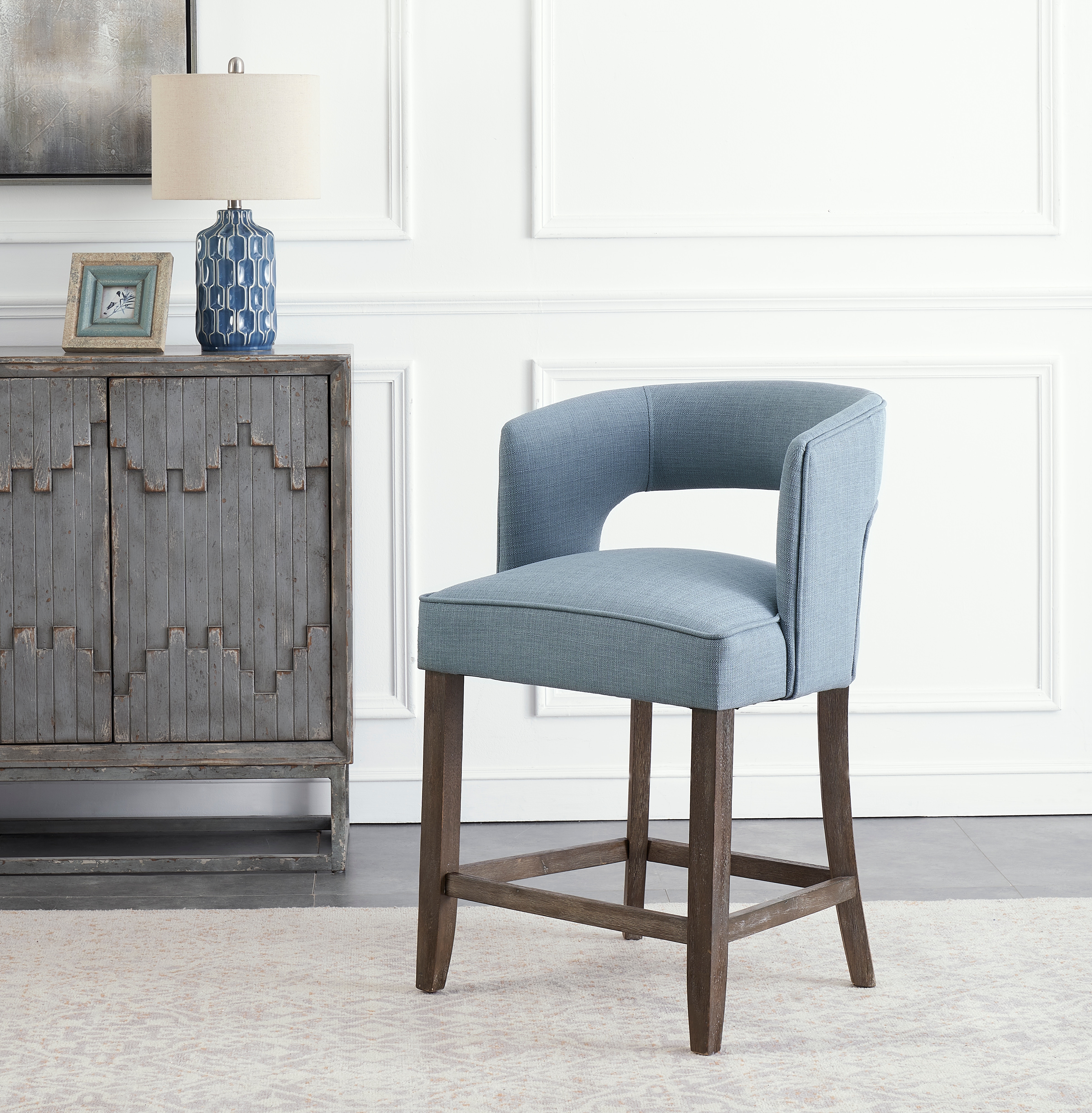 Coast2Coast Home Afina Blue Upholstered Counter Height Barstool