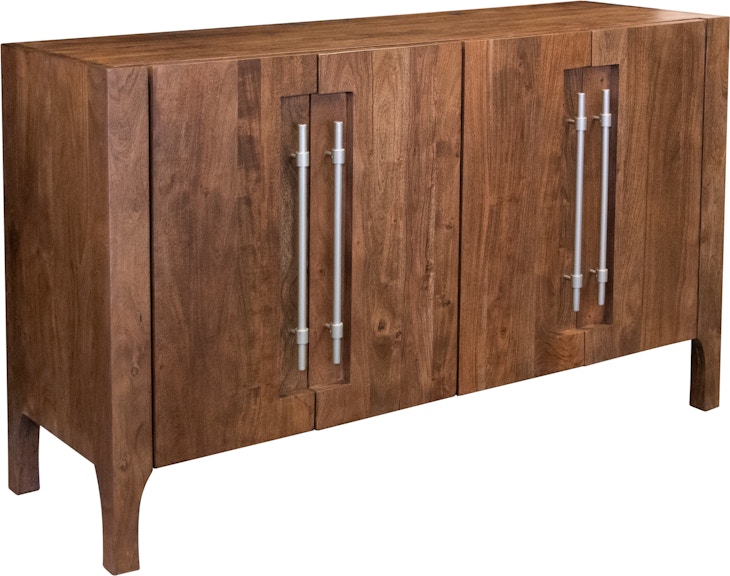 Coast2Coast Home Lucas Mid-century Modern Solid Wood Four Door Credenza with Oversized Linear Recessed Hardware 58116
