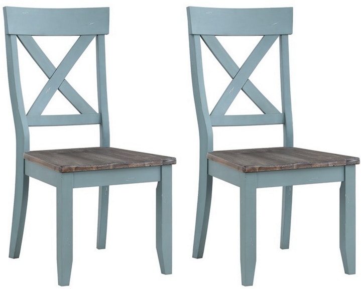 Coast2Coast Home Bar Harbor Wharf Farmhouse Style Blue Crossback Dining Chairs - Set of 2 60200