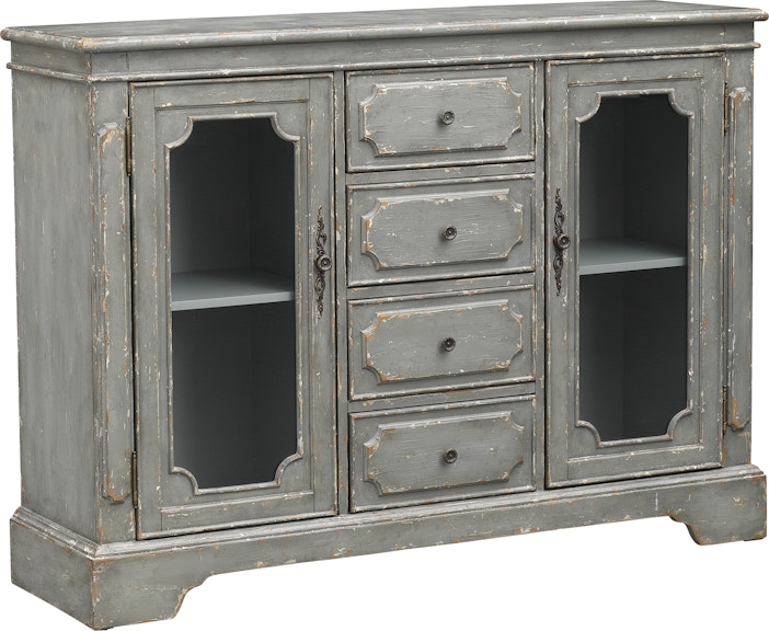 Coast2Coast Home Weston Annaleigh Vintage Inspired 2 Door 4 Drawer Sideboard Credenza with Glass Fronted Doors 60220
