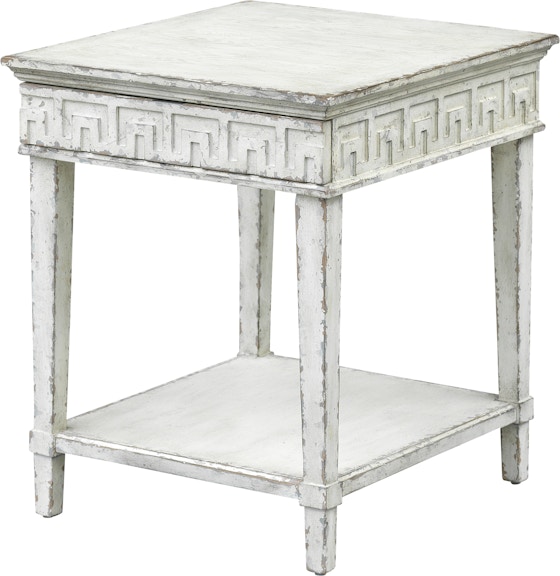 Coast2Coast Home Athens Basil Classic Greek Key Designed One Drawer Accent Side End Table - White 60232