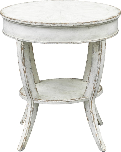 Coast2Coast Home Athens Cyril Distressed Round Accent Side End Table with Shelf - White 60233