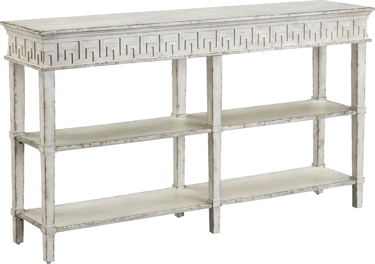 Coast2Coast Home Athens Basil Classic Greek Key Deisgned Console Table with Two Shelves - White 60234