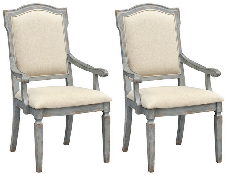 Coast2Coast Home Monaco Blanche Upholstered High Backed Dining Arm Chairs - Set of 2 - Cream/Grey 60258