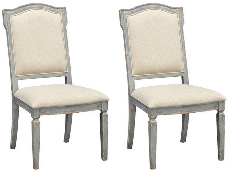 Coast2Coast Home Monaco Blanche Upholstered High Backed Dining Side Chairs - Set of 2 - Cream/Grey 60259