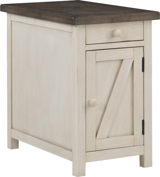 Coast2Coast Home Bar Harbor II Landings Farmhouse Chair Side Accent End Table with Cabinet Door and 1 Drawer - Cream/Brown 60286