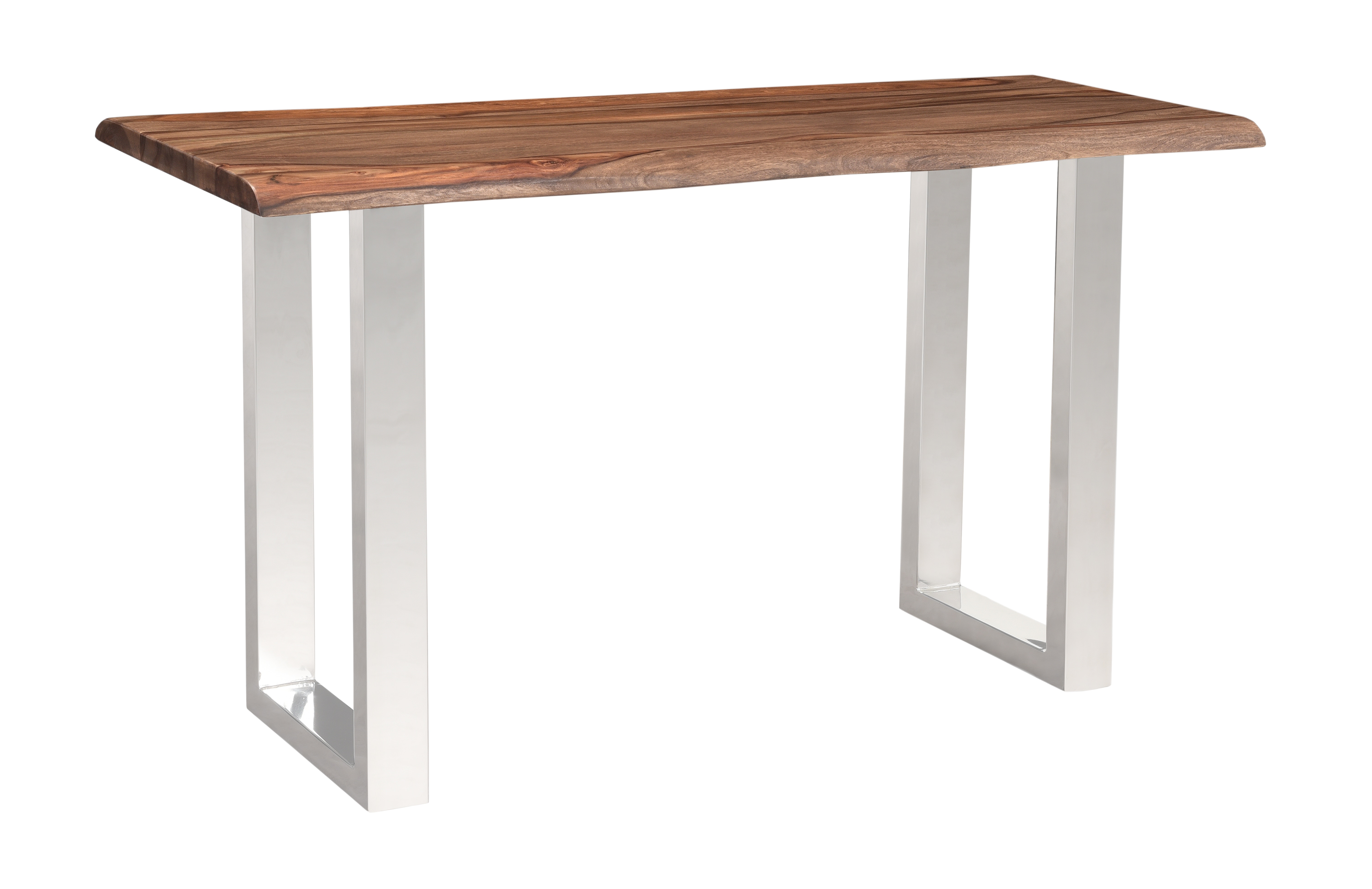 chrome and wood console table