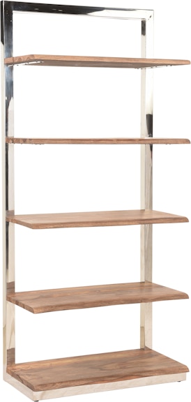 Coast2Coast Home Brownstone 2.0 Flannery Modern Solid Wood Bookcase Etagere with Five Shelves and Chrome Support 62411
