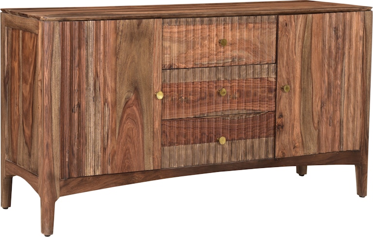 Coast2Coast Home Waverly Selby Solid Sheesham Wood Two Door Three Drawer Credenza with Slightly Arched Skirt. 62444
