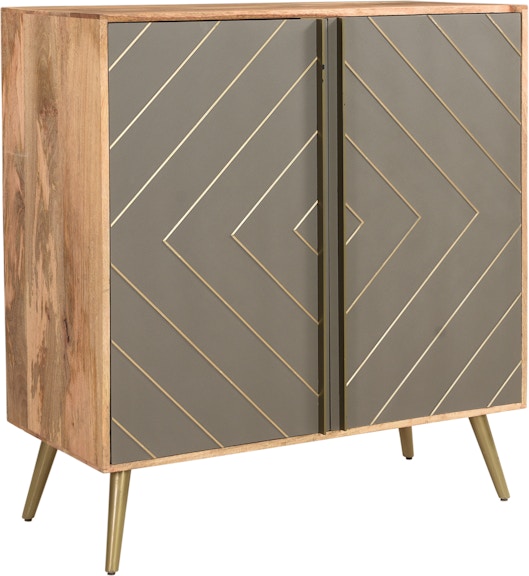 Coast2Coast Home Greyleigh Mid-century Modern 2 Door Buffet Storage Cabinet, Solid Wood- Gray and Natural Wood Tone 62462