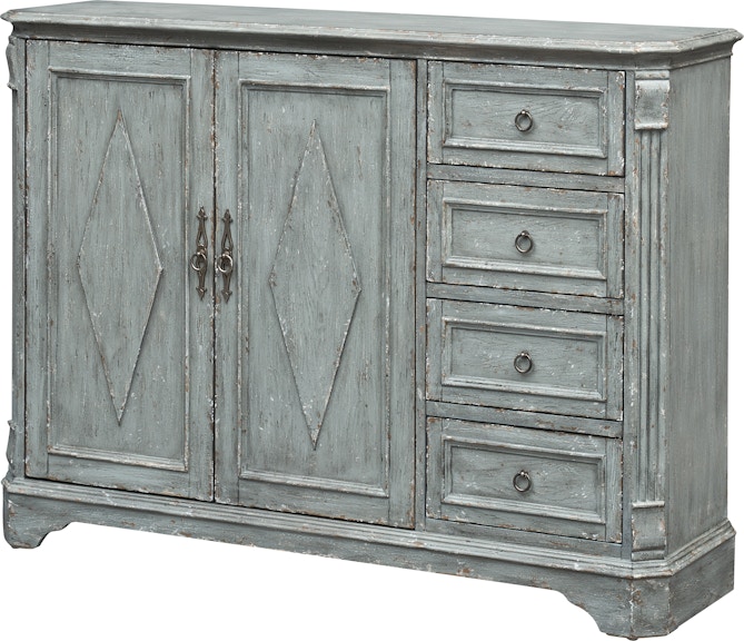 Coast2Coast Home Hazel Vintage Inspired Three Door Four Drawer Sideboard Credenza with Wood Plank Top - Rustic Blue 66108