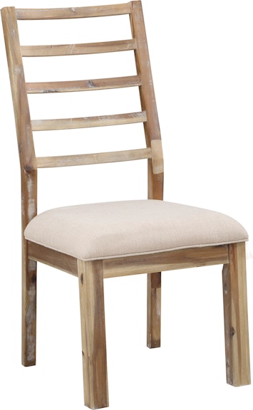 Coast2Coast Home Vail II Cliff Farmhouse Rustic Wood and Upholstered Dining Side Chairs with Slat Back- Weathered Natural Finish - Set of 2 66114