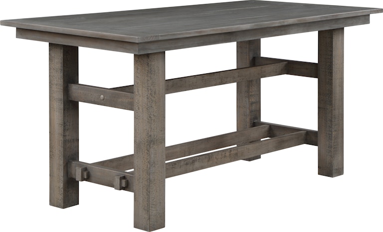 Coast2Coast Home Keystone Ferrand Classic Solid Wood 36" Counter Height 6 Person Dining Table with Plank Detailing Top and Interlocking Crossbar Base - Grey 66123