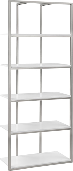 Coast2Coast Home Ingrid Artsy Modern 5 Tier Bookcase, Etagere with Storage Rack Shelves - White and Chrome 66126