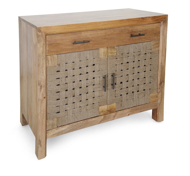 Coast2Coast Home Griffith Boho Style 2 Door and 1 Drawer Cabinet with Woven Jute Doors - Natural Finish 69233