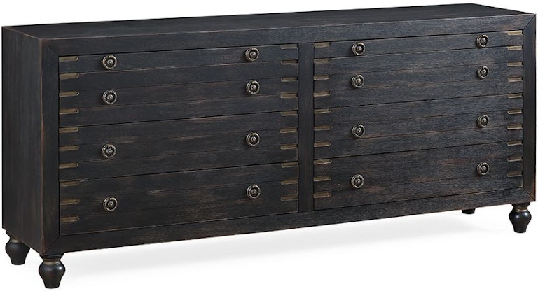 Coast2Coast Home Hope Mid-century Modern Six Drawer Storage Sideboard Credenza with Pull-out Trays - Weathered Black 71128